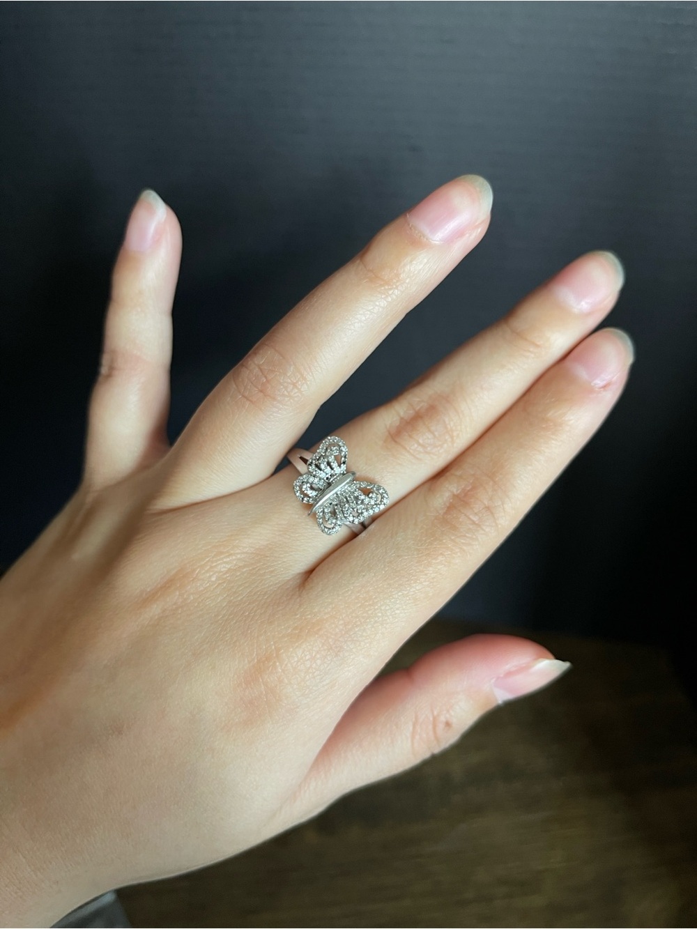 Sterling silver butterfly ring stones missing size 9 ring